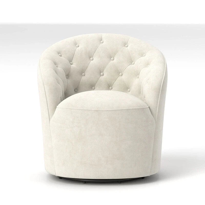 Fauteuil baril pivotant à 360 degrés SEYNAR moderne en velours avec dossier capitonné, lot de 2