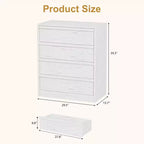 Commode de chambre à 4 tiroirs GustoWave, table de chevet blanche à 4 tiroirs avec grand rangement, petite commode de rangement pour entrée