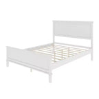 Cadre de lit plateforme pleine/grand lit/très grand lit avec tête de lit et support à lattes en bois, blanc/brun - ModernLuxe
