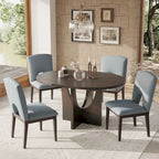 Ensemble de salle à manger moderne 5 pièces avec table ronde extensible à rallonge amovible et chaises de salle à manger rembourrées