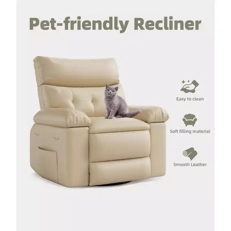 Fauteuils inclinables surdimensionnés de 22'' avec chauffage et massage - Pivotant à 360° - Fauteuil à bascule manuel avec télécommande pour salons et chambres à coucher