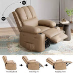 Fauteuil inclinable pivotant à bascule de 56 cm, inclinable paresseux en cuir PU avec éponge 1,5X, porte-gobelet et poches latérales, pivotant à 360° pour salon, chambre à coucher, chambre d'enfant