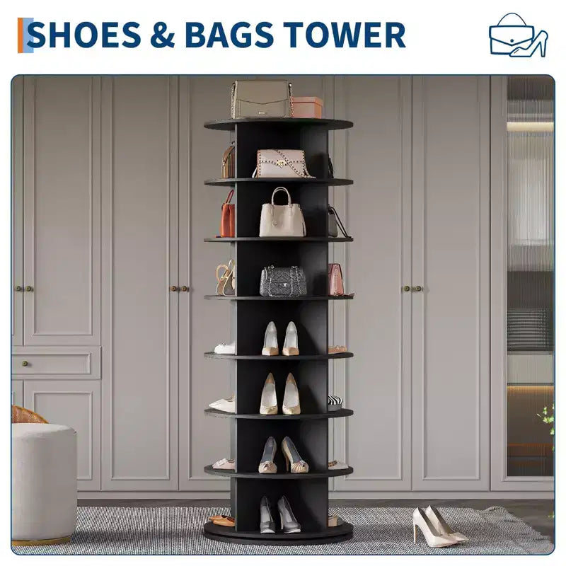 Tour de rangement pour chaussures rotative à 7 niveaux, organisateur de chaussures sur pied, présentoir à chaussures vertical rotatif à 360°, support de rangement rond pour chaussures