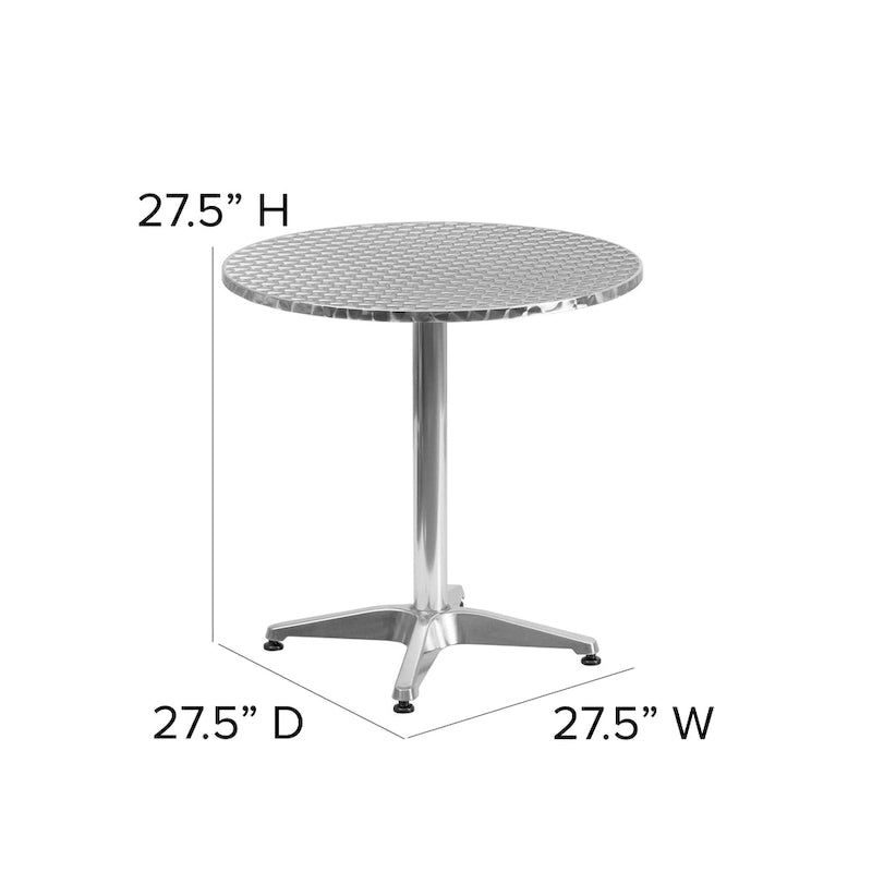 Table d'intérieur/extérieur en aluminium à plateau lisse de 27,5 po avec base