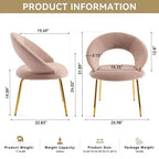 Lot de 1 chaises de salle à manger en velours avec dossier incurvé et pieds en métal doré pour la cuisine ou la salle à manger, blanc