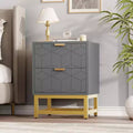 Commode GustoWave grise à 2 tiroirs, petite commode, table de chevet moderne pour chambre à coucher, table d'appoint avec tiroir pour salon, couloir