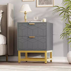 Commode GustoWave grise à 2 tiroirs, petite commode, table de chevet moderne pour chambre à coucher, table d'appoint avec tiroir pour salon, couloir
