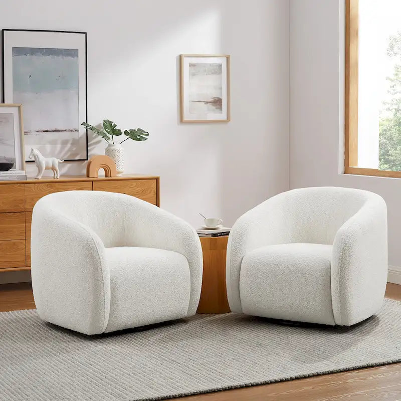 Kiptin Fauteuil d'appoint pivotant à 360° en forme de tonneau 31,7W (lot de 2)