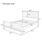 Cadre de lit plateforme pleine/grand lit/très grand lit avec tête de lit et support à lattes en bois, blanc/brun - ModernLuxe