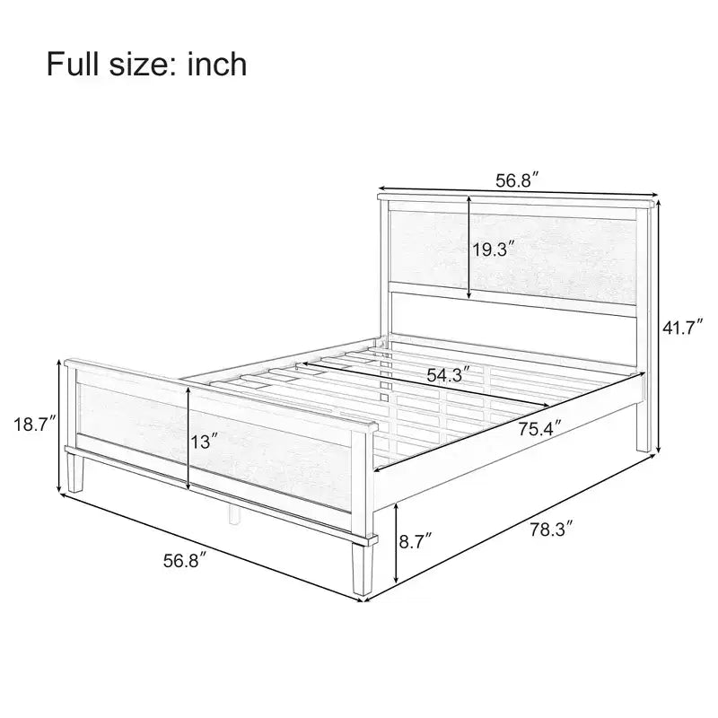 Cadre de lit plateforme pleine/grand lit/très grand lit avec tête de lit et support à lattes en bois, blanc/brun - ModernLuxe