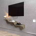 Meuble TV mural flottant HomeStock Parametric de 102 cm, étagère murale géométrique moderne en bois, décor couleur chêne naturel, étagère ondulée 3D pour salon et salle de jeux
