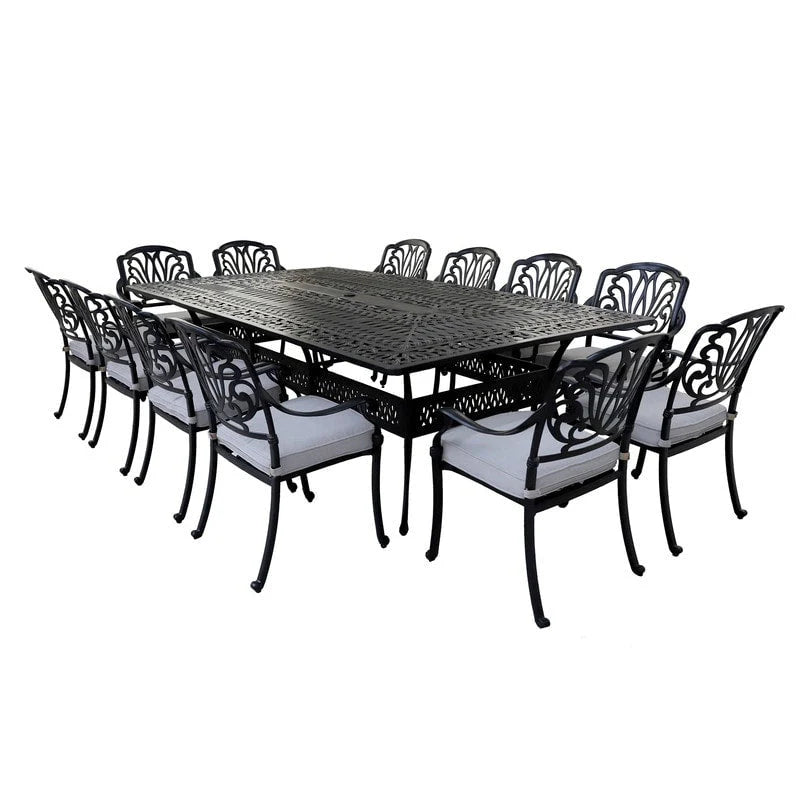 Ensemble de salle à manger Manasquan 13 pièces en aluminium couleur canon de fusil par Havenside Home