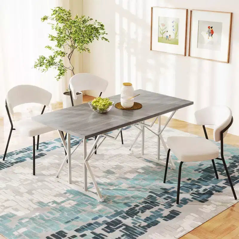 HOMCOM Table à manger extensible 4-6 personnes 63-47, Table à manger extensible style ferme avec piètement tréteaux, Table de cuisine