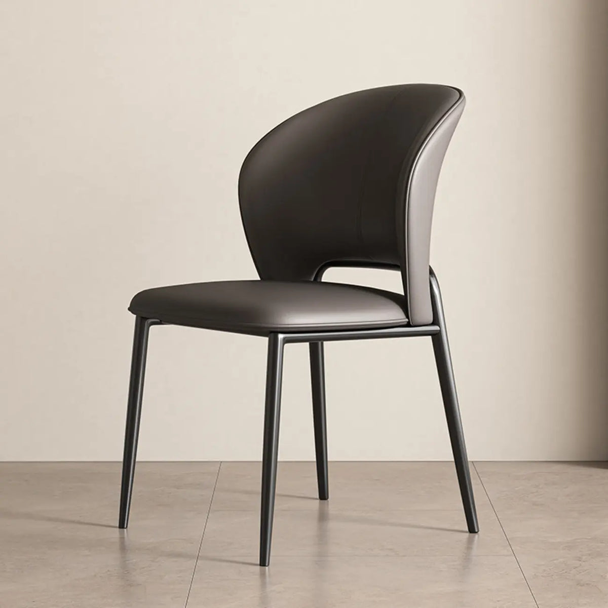 Chaise de salle à manger moderne en similicuir courbé à dossier bas