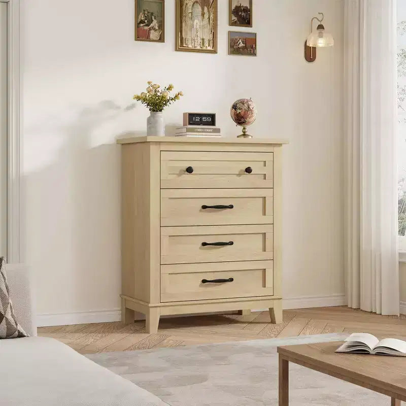 Commode pour chambre à coucher avec 4 tiroirs Meuble de rangement en bois pour placard Organisateur de rangement pour couloir, salon et bureau