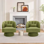 Fauteuil crapaud moderne, pivotant à 360°, avec dossier rayé incurvé et assise large et rembourrée, adapté aux salons, chambres à coucher.