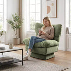 Fauteuil pivotant d'appoint moderne - Fauteuil de lecture confortable en chenille rembourré avec coussin épais, fauteuil club décoratif pour salon, chambre à coucher, bureau
