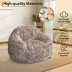 Pouf géant en fausse fourrure douce avec accoudoirs, garni de mousse, confortable pour la chambre, le salon, la lecture et les jeux