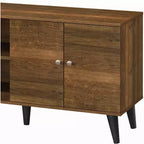 JVNOXK Meuble TV moderne de 120 cm pour salon, convient aux téléviseurs de moins de 50 pouces, avec 2 étagères de rangement et 1 placard, marron