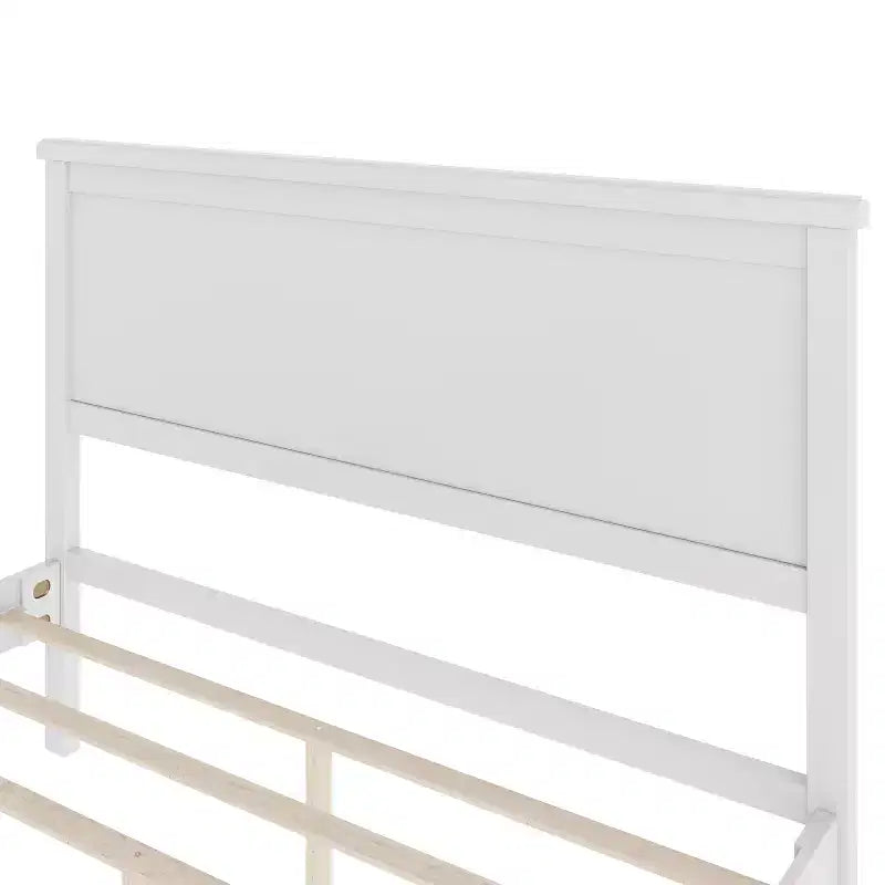 Cadre de lit plateforme pleine/grand lit/très grand lit avec tête de lit et support à lattes en bois, blanc/brun - ModernLuxe