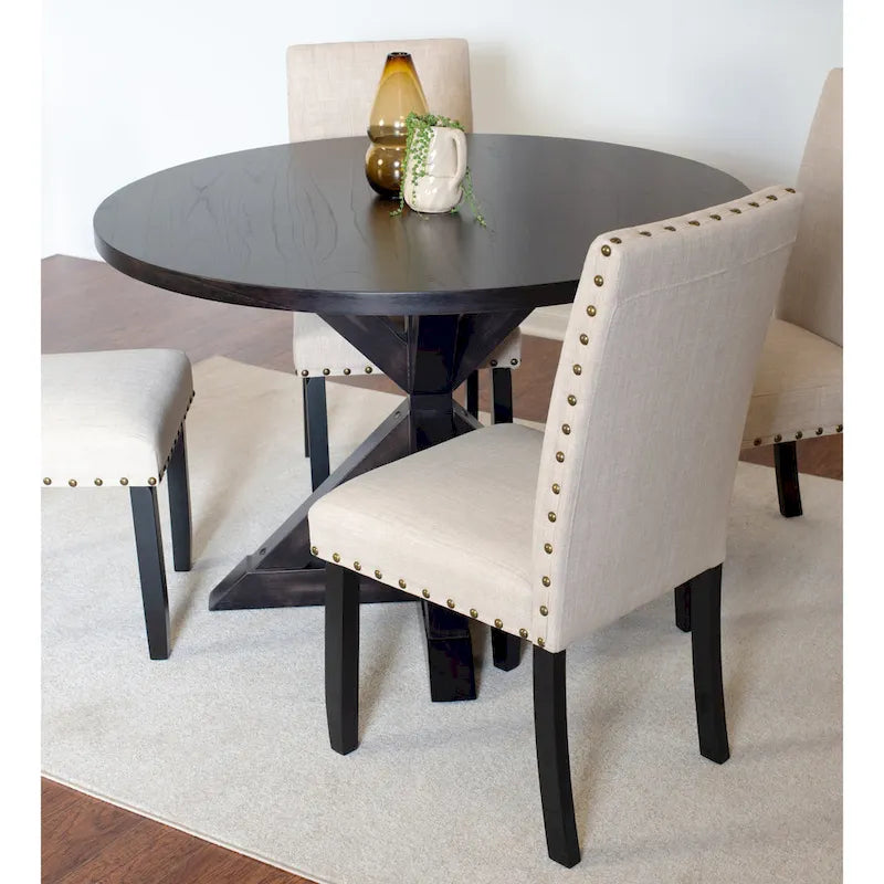 Ensemble de salle à manger 5 pièces Mytzi de Roundhill Furniture, table à manger à piètement croisé avec 4 chaises élégantes