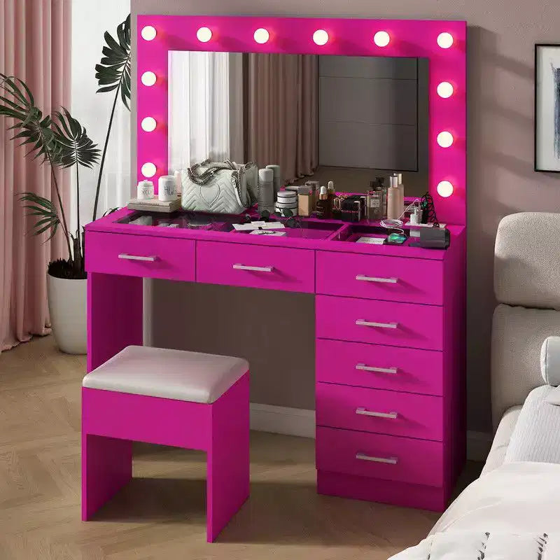 Ensemble coiffeuse rose