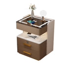 Table de chevet avec rangement à tiroirs, recharge sans fil et éclairage LED