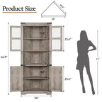 Meuble d'angle de ferme Whizmax, Armoire de rangement d'angle haute avec porte vitrée et étagères réglables, Meuble de salle de bain pour salon, salle de bain