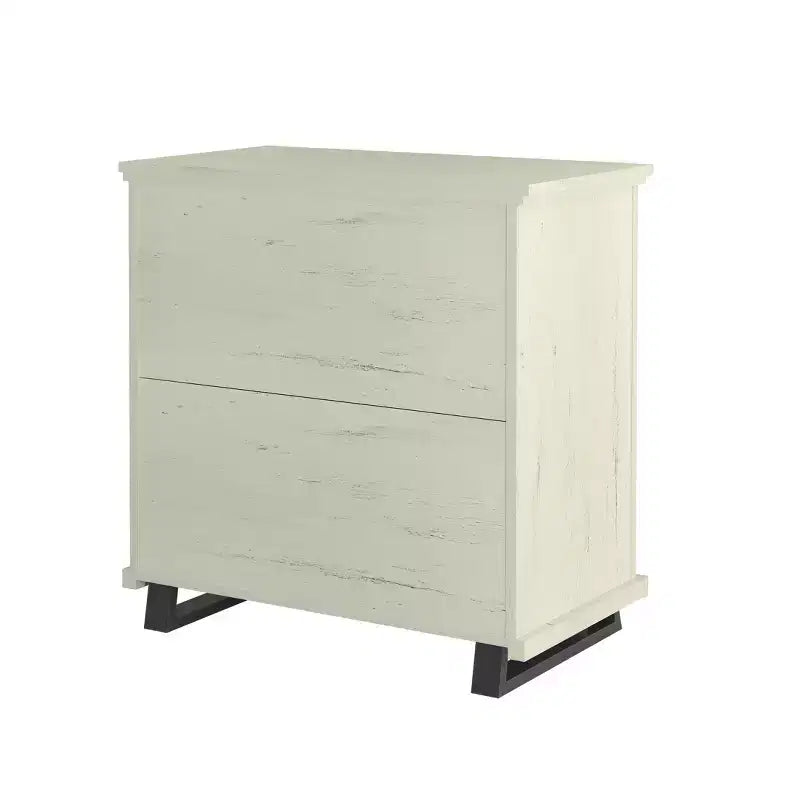 Festivo Ensemble Contemporain 3 pièces Commode 5 tiroirs 24 et Table de Chevet 3 tiroirs Blanc cassé Scié : MDF, Pieds en Métal, Anti-basculement