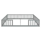 Lit double Bellemave avec barrières de sécurité, en pin et bois composite, naturel et gris, sûr, robuste, peu encombrant, assemblage facile pour enfants
