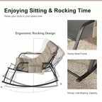 Rocking Chair avec Rangement, Coussins et AccoudoirsFauteuil Ergonomique Toutes Saisons, Confort Respirant pour Chambre, Salon, Patio, Jardin