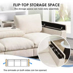 Canapé modulable multifonctionnel GDFStudio Yedda 96 en chenille avec table rabattable et porte-gobelets