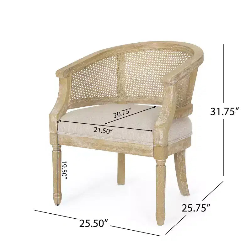 TUYOHW Fauteuil d'appoint moderne en bois avec assise épaisse et confortable, dossier incurvé en rotin, fauteuil de salon pour le séjour, la chambre