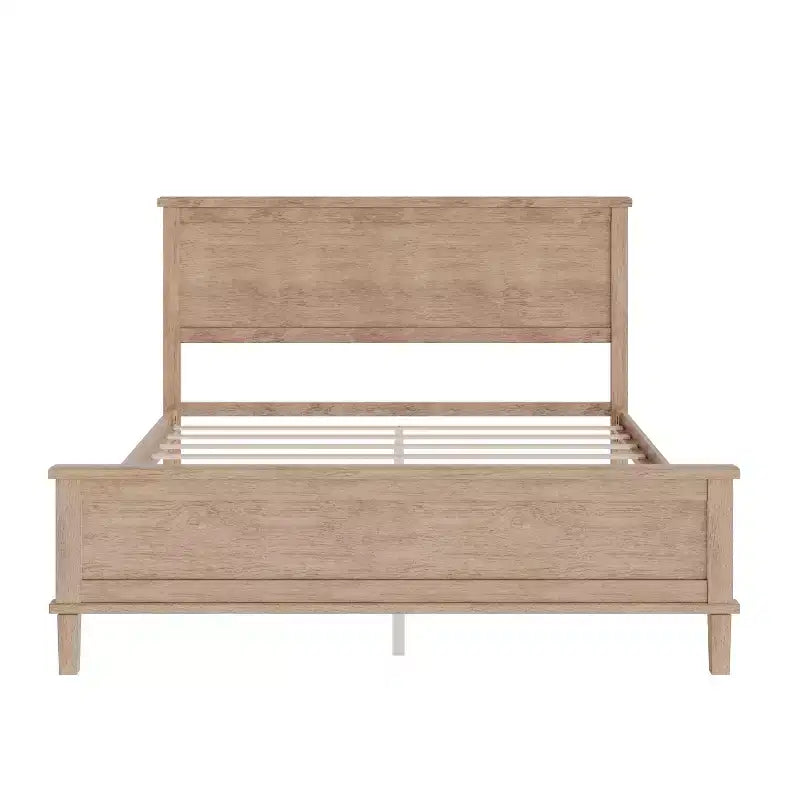 Cadre de lit plateforme pleine/grand lit/très grand lit avec tête de lit et support à lattes en bois, blanc/brun - ModernLuxe