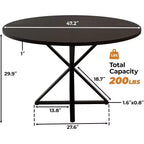 Table de salle à manger ronde de 120 cm pour 4 personnes, tables de cuisine en bois avec pied en métal et plateau en 4 parties, peu encombrante, table de dîner circulaire pour la maison