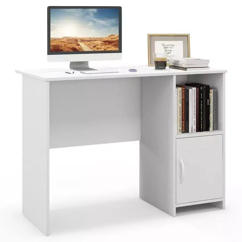 Costway Bureau d'ordinateur moderne avec armoire Trous pour câbles et étagère ouverte pour la maison et le bureau