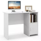 Costway Bureau d'ordinateur moderne avec armoire Trous pour câbles et étagère ouverte pour la maison et le bureau