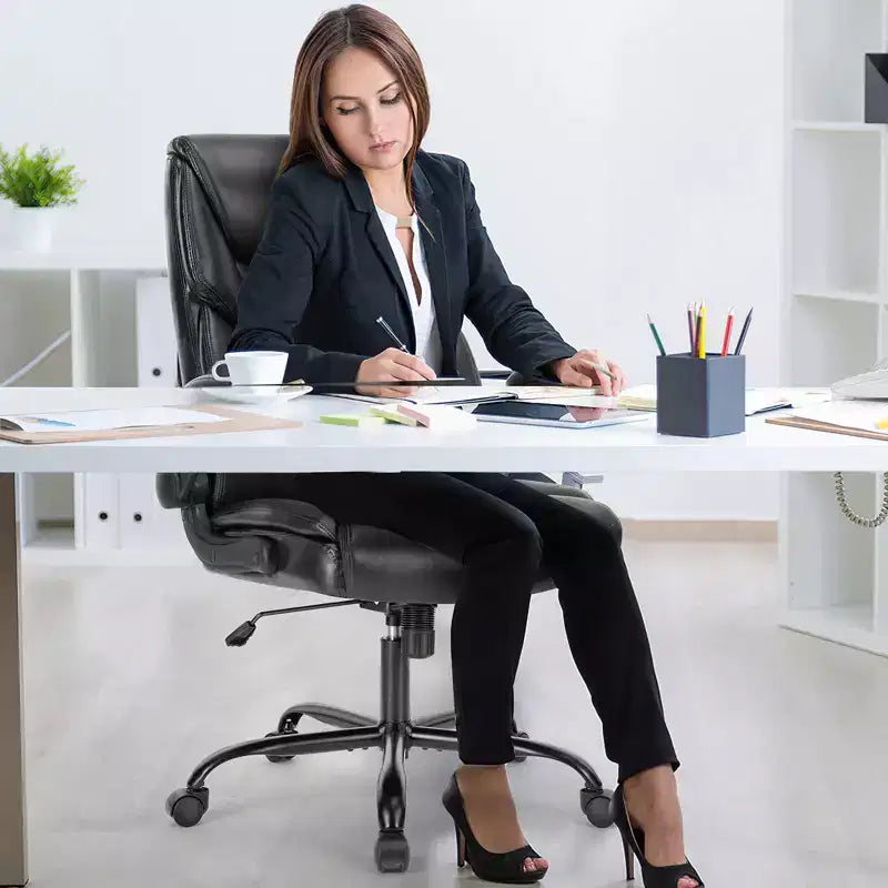 Chaise de bureau ergonomique TUYOHW avec accoudoirs relevables réglables, chaise d'ordinateur pivotante avec soutien lombaire et base en métal, chaise Criss Cross pour la maison