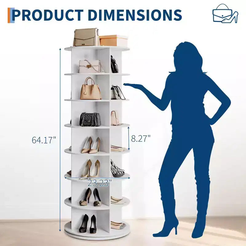 Tour de rangement pour chaussures rotative à 7 niveaux, organisateur de chaussures sur pied, présentoir à chaussures vertical rotatif à 360°, support de rangement rond pour chaussures