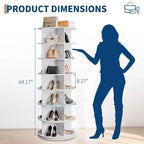 Tour de rangement pour chaussures rotative à 7 niveaux, organisateur de chaussures sur pied, présentoir à chaussures vertical rotatif à 360°, support de rangement rond pour chaussures