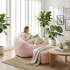 Fauteuil d'appoint en tissu Teddy Plush FurnitureR avec pouf, ensemble fauteuil de salon confortable et ottoman pour salon, chambre ou coin lecture