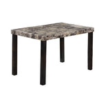 Table à manger rectangulaire en faux marbre marron, 4 places