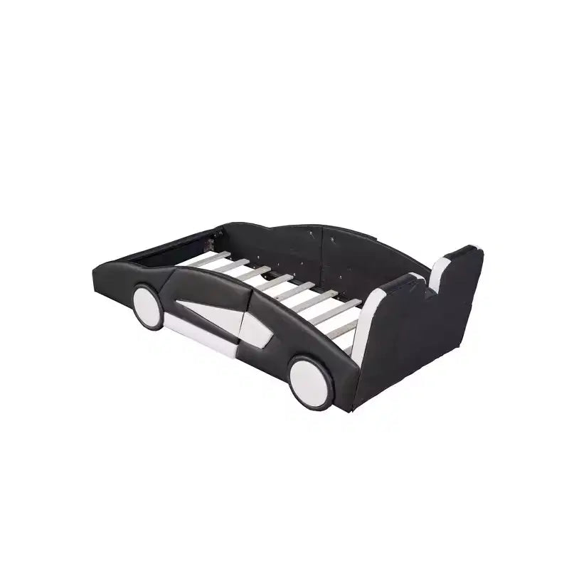 Lit Plateforme Jumeau Whisen au Design Cool en Forme de Voiture de Course avec Roues