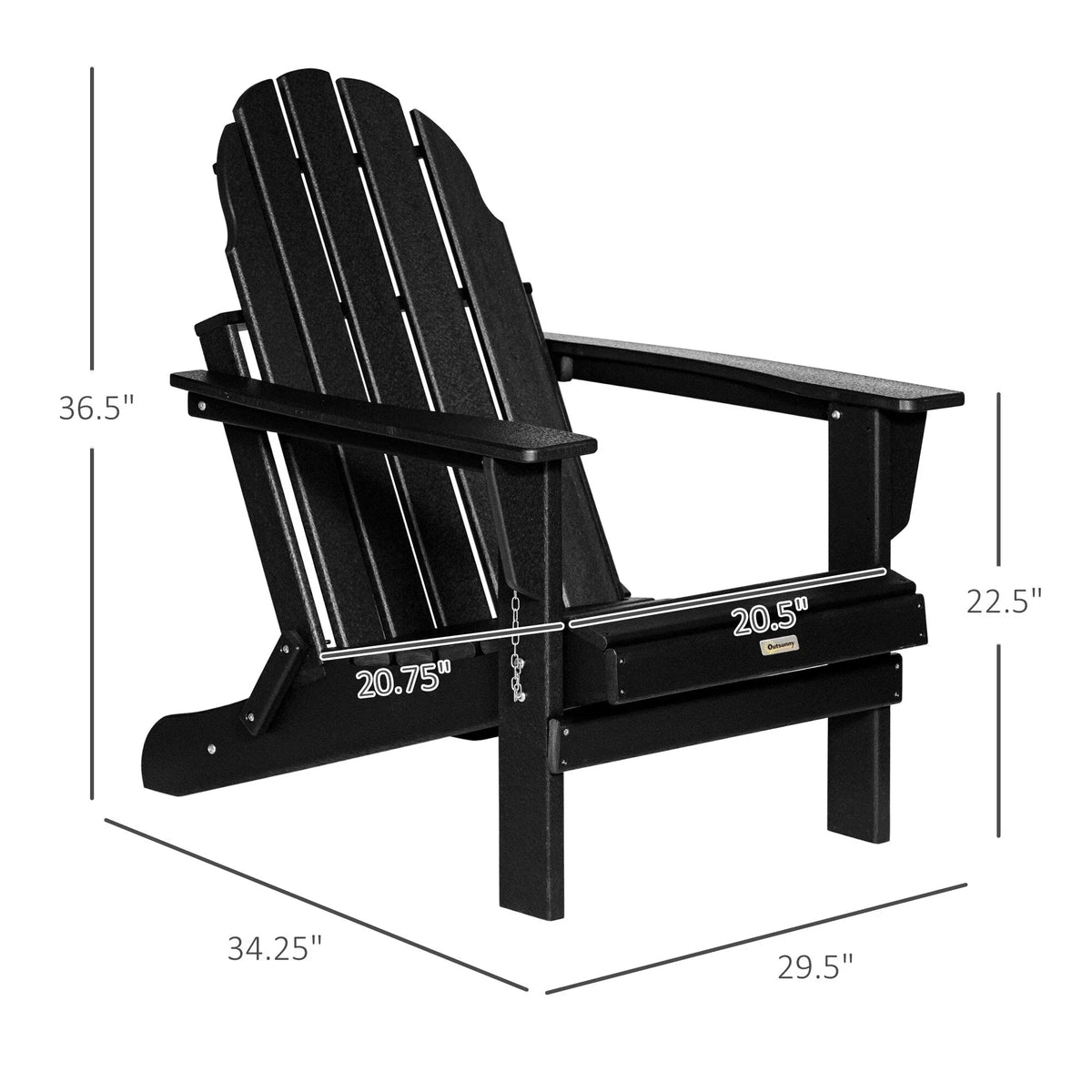 Chaise Outsunny Adirondack Pliante, Chaises de Plage Longues en Plastique HDPE Tout Temps pour Patio, Terrasse et Mobilier de Jardin