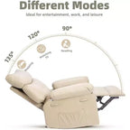 Fauteuils inclinables surdimensionnés de 22'' avec chauffage et massage - Pivotant à 360° - Fauteuil à bascule manuel avec télécommande pour salons et chambres à coucher