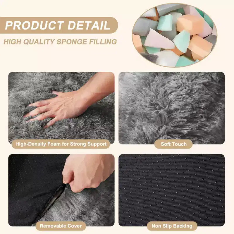Pouf géant en fausse fourrure douce avec accoudoirs, garni de mousse, confortable pour la chambre, le salon, la lecture et les jeux