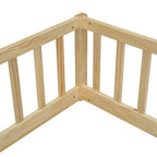 Lit double Bellemave avec barrières de sécurité, en pin et bois composite, naturel et gris, sûr, robuste, peu encombrant, assemblage facile pour enfants