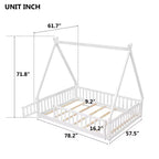 Okak Lit au sol simple/double avec toit amovible en forme de tente et rails de sécurité à 360° pour les tout-petits de 2 à 6 ans, lit pour enfants facile à monter, chambre d'enfant