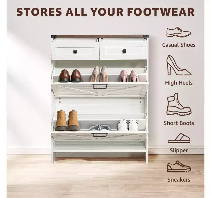 Meuble à Chaussures Mince de Ferme Home Imports Emporium avec Tiroirs Rabattables Meuble de Rangement à Chaussures Étroit pour Entrée avec 2 Tiroirs de Rangement