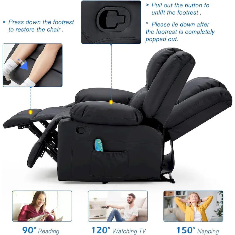 Causeuse inclinable 2 places AECOJOY avec fonction de chaleur et de massage